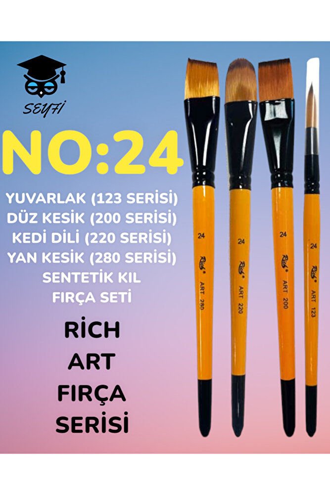 NO:24 YUVARLAK (123 SERİ) DÜZ KESİK (200 SERİ) KEDİ DİLİ (220 SERİ) YAN KESİK (280 SERİ) FIRÇA SETİ