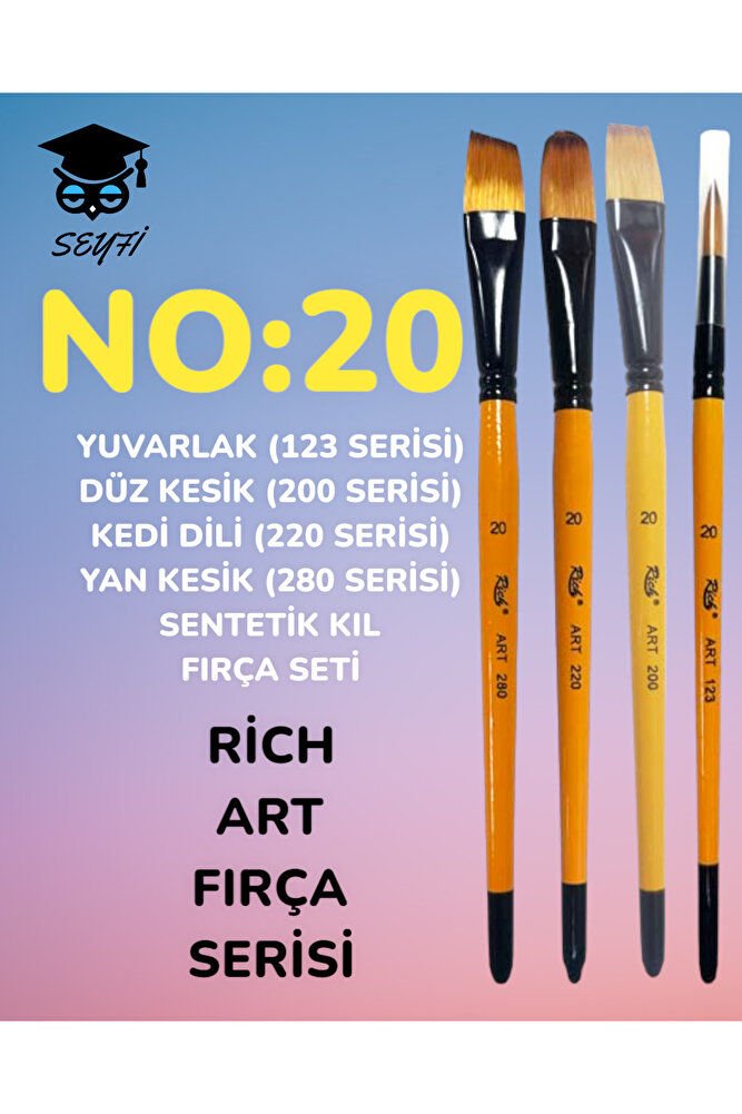 NO:20 YUVARLAK (123 SERİ) DÜZ KESİK (200 SERİ) KEDİ DİLİ (220 SERİ) YAN KESİK (280 SERİ) FIRÇA SETİ