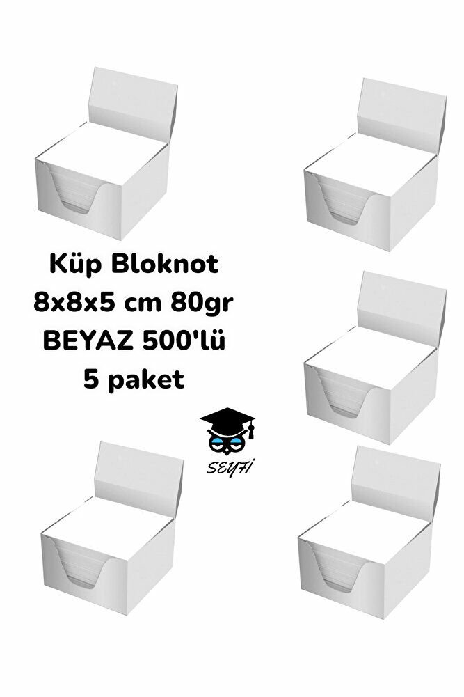 BEYAZ Küp Bloknot 8x8x5 cm 80gr 500'lü 5 paket