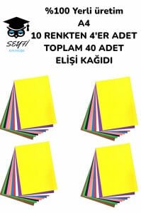 %100 Yerli üretim A4 10 RENKTEN 4'ER ADET TOPLAM 40 ADET  ELİŞİ KAĞIDI