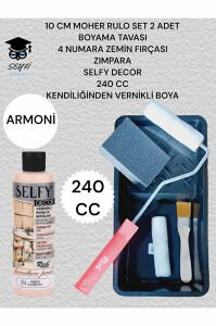 Selfy Decor 240 Cc Kendinden Vernikli Akrilik Dolap Boyama Seti + rulo tava fırça zımpara