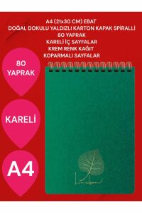 KARELİ A4 (21x30 CM) 80 YAPRAK KARTON KAPAK SPİRALLİ KREM RENK SAYFALAR ÜSTTEN AÇILIR LİNDEN