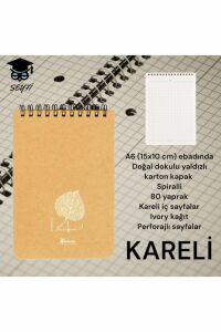 A6 (10X15 cm) KARELİ 80 YAPRAK ÜSTTEN TELLİ DEFTER KARTON KAPAK KREM RENK KAĞIT 1. HAMUR NOT DEFTERİ