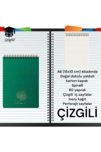 A6 (10X15 cm) ÇİZGİLİ 80 YAPRAK ÜSTTEN TELLİ DEFTER KARTON KAPAK KREM RENK KAĞIT 1.HAMUR NOT DEFTERİ