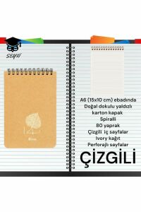 A6 (10X15 cm) ÇİZGİLİ 80 YAPRAK ÜSTTEN TELLİ DEFTER KARTON KAPAK KREM RENK KAĞIT 1.HAMUR NOT DEFTERİ