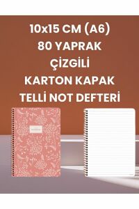 10x15 CM (A6)  80 YAPRAK  ÇİZGİLİ KARTON KAPAK TELLİ NOT DEFTERİ