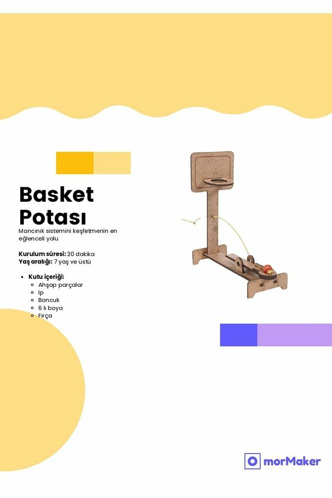 TÜRK MALI Basket Potası STEM Eğitim Seti Çocuklar için Boyanabilir Maket