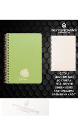 ÇİZGİLİ 14X20 CM (A5) 80 YAPRAK TELLİ DEFTER LİNDEN SERİSİ KARTON KAPAK KREM RENK KAĞIT