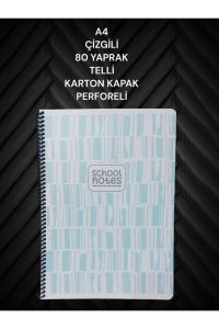 ÇİZGİLİ A4 80 YAPRAK TELLİ DEFTER KARTON KAPAK PERFORELİ