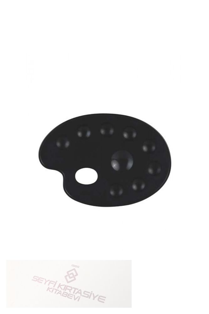 Plastik Oval Boya Paleti Siyah 9 Godeli Siyah
