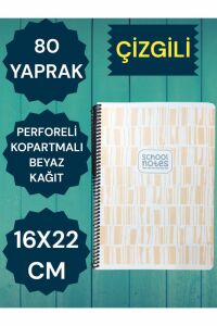 ÇİZGİLİ 16X22 80 YAPRAK TELLİ DEFTER KARTON KAPAK PERFORELİ