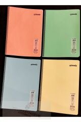 4 Adet Pastel Renk 120 Yaprak Çizgili Telli A4 Büyük Boy Defter 60gr Beyaz Kağıt