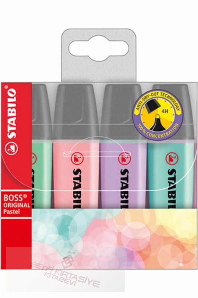 Boss Original Pastel Renk Fosforlu Kalem 4'lü Paket