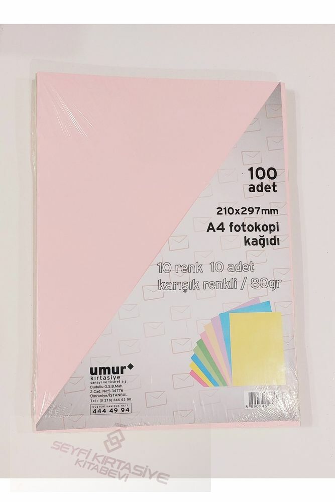 Umur Renkli Fotokopi Kağıdı 100 Adet 10 Renkx10 Adet 80 Gr