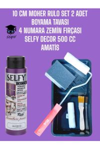 Selfy Decor 500 Cc (750 Gr) Kendinden Vernikli Akrilik Dolap Boyama Seti + Rulo Tava Fırça Zımpara