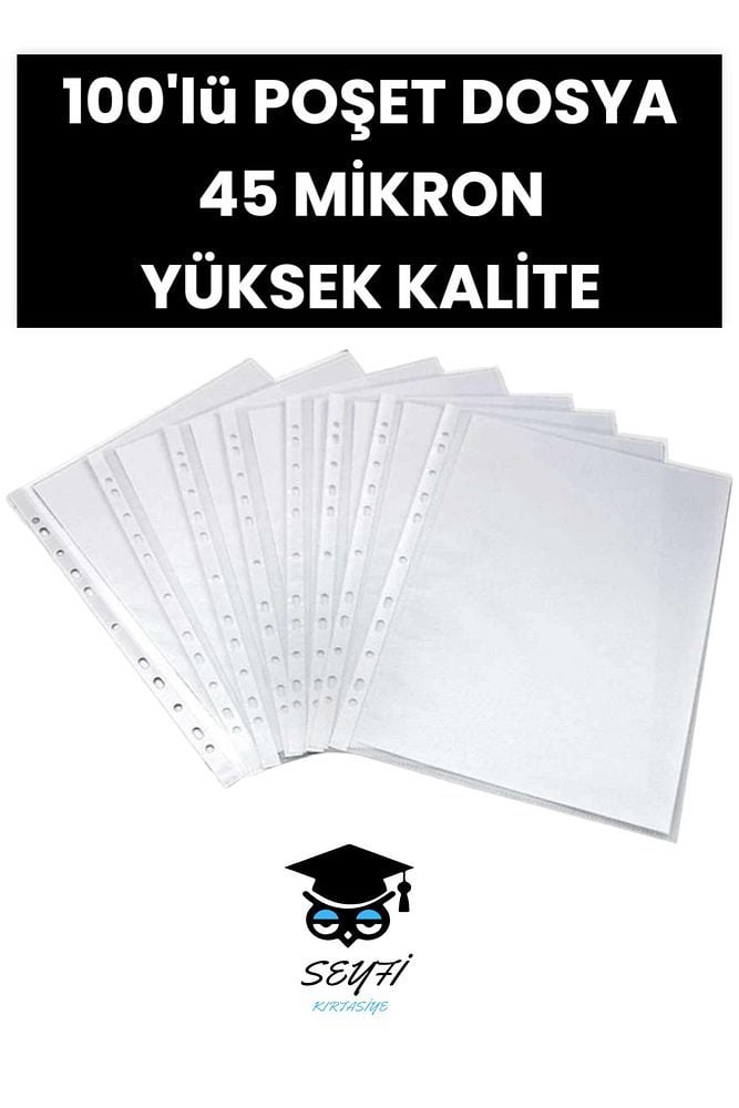 100 Adet Şeffaf Poşet Dosya 45 Mikron Föy Dosya 100'lü Paket