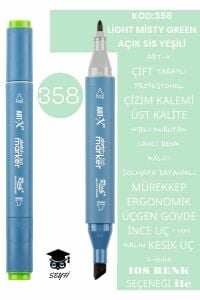 ÇİFT TARAFLI PROFESYONEL ÇİZİM KALEMİ KALICI MÜREKKEP ÜÇGEN GÖVDE İNCE UÇ 1 mm KESİK UÇ 2-6mm SKETCH