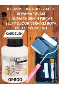 Selfy Decor 1250 Cc (1750 Gr) Akrilik Kendinden Vernikli Dolap Boyama Seti rulo fırça tava zımpara