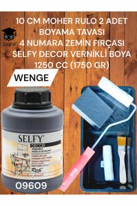 Selfy Decor 1250 Cc (1750 Gr) Akrilik Kendinden Vernikli Dolap Boyama Seti rulo fırça tava zımpara