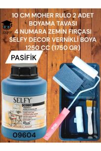 Selfy Decor 1250 Cc (1750 Gr) Akrilik Kendinden Vernikli Dolap Boyama Seti rulo fırça tava zımpara