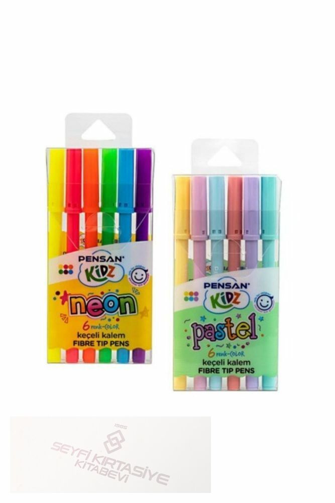 Kidz Keçeli Kalem 12 Renk Set - 6 Renk Neon 6 Renk Pastel