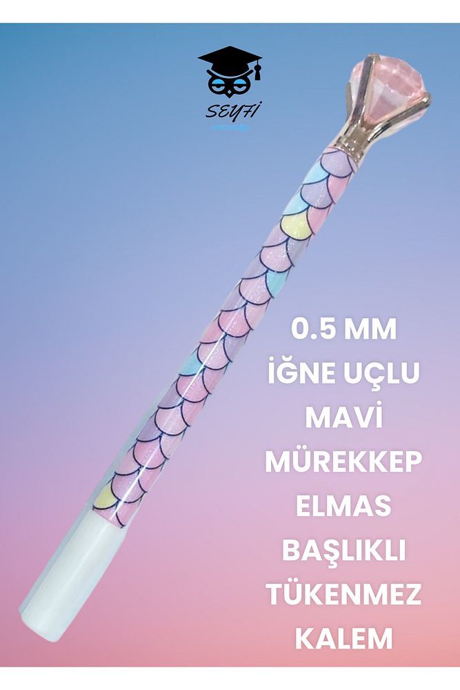 0.5 MM İĞNE UÇLU MAVİ MÜREKKEP ELMAS BAŞLIKLI TÜKENMEZ KALEM