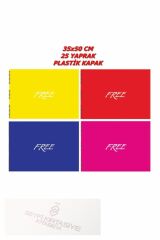 KESKİN COLOR 35x50 CM 1 ADET 25 YAPRAK FREE TELLİ RESİM DEFTERİ PLASTİK KAPAK KARMA RENK YOLLANACAK