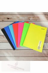 4 Adet A4 100 Yaprak Çizgili Dikişli Neon Renkler Plastik Kapak Defter 60gr Beyaz Sayfa (karma Renk)