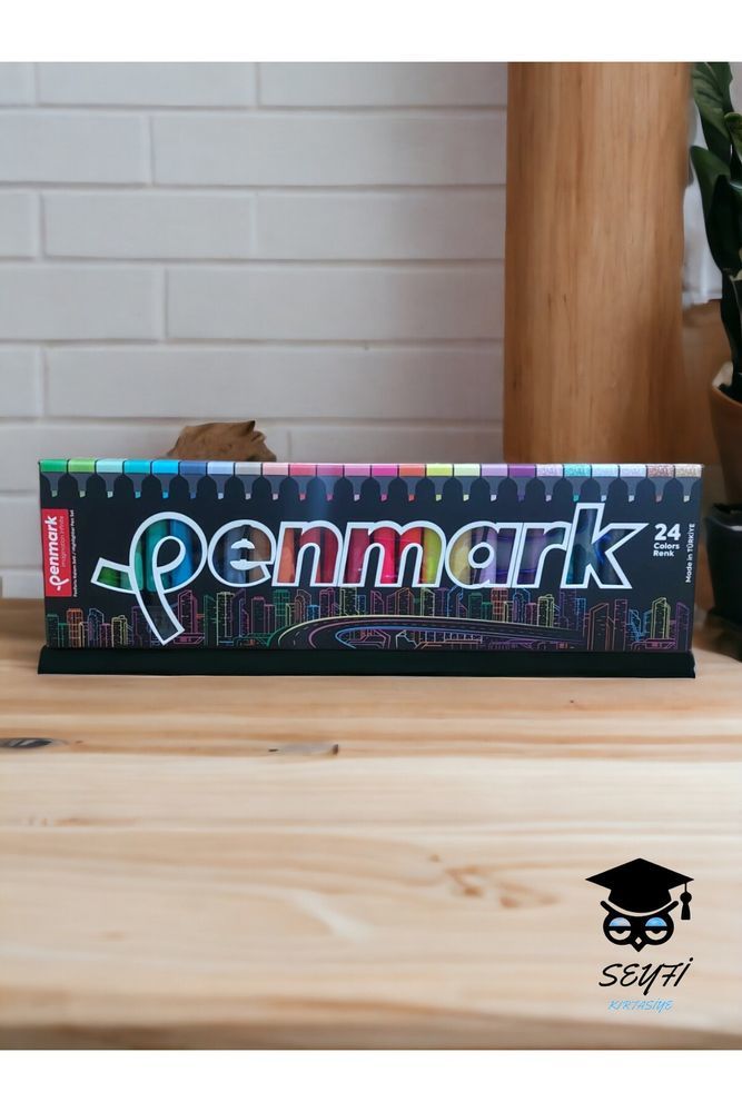 PENMARK 24 RENK PLASTİK STANDLI FOSFORLU KALEM SETİ İŞARETLEME KALEM SETİ HİGHLİGHTER