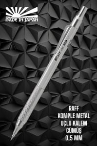 RAFF METAL GÖVDE 0.5 MM GÜMÜŞ RENK UÇLU KALEM METAL VERSATİL KALEM