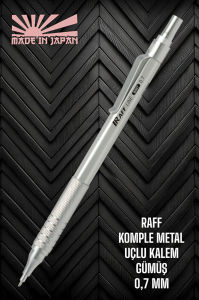 RAFF METAL GÖVDE 0.7 MM GÜMÜŞ RENK UÇLU KALEM METAL VERSATİL KALEM