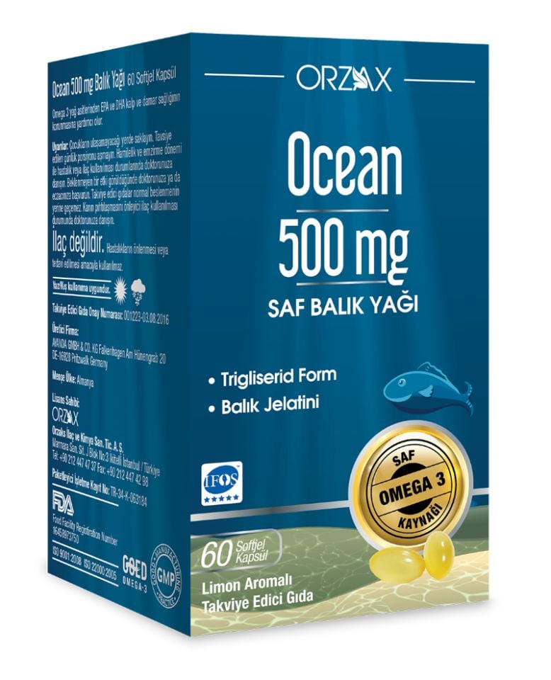 Ocean 500 mg 60 Kapsül Balık Yağı