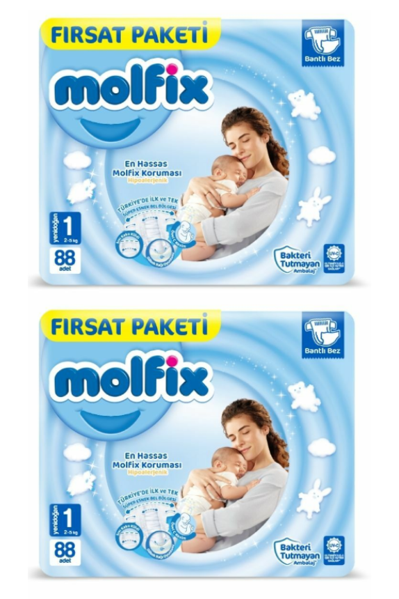 Molfix Fırsat Paketi 1 (Yenidoğan) Beden-88x2 176 Adet