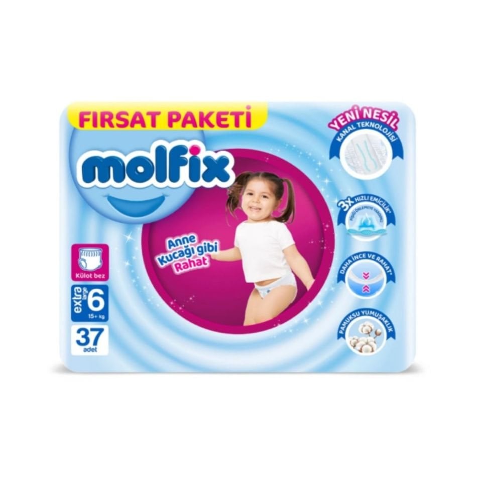 Molfix Fırsat Paketi Külot Bebek Bezi 6 (XL) Beden-37 Adet