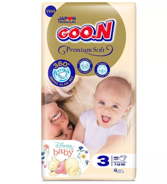 Goon Premium Cırtlı Bebek Bezi Jumbo 3 (Midi) Beden-40 Adet