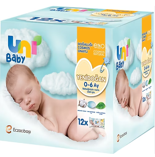 Uni Baby Yenidoğan Islak Mendil 40'lı Paket 12 Adet