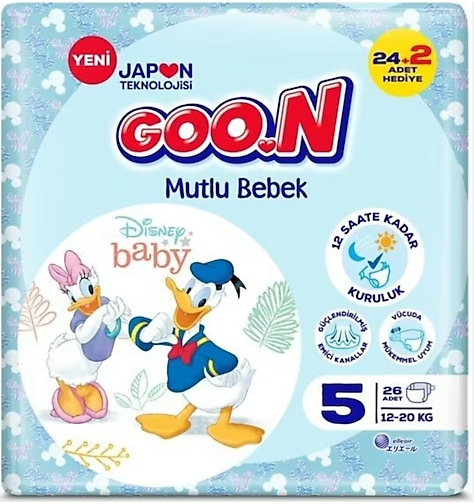 Goon Mutlu Jumbo Cırtlı Bebek Bezi 5 (Junıor) Beden-26 Adet