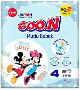 Goon Mutlu Jumbo Cırtlı Bebek Bezi 4 (Maxi) Beden-32 Adet