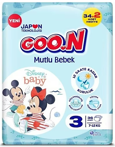 Goon Mutlu Jumbo Cırtlı Bebek Bezi 3 (Midi) Beden-36 Adet