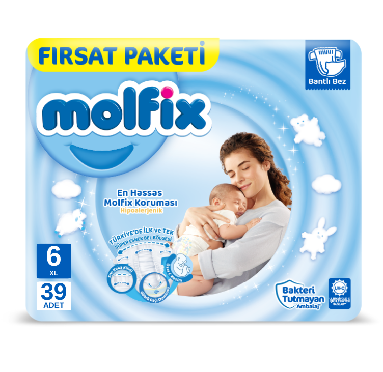 Molfix Fırsat Paketi Cırtlı Bebek Bezi 6 (XL) Beden-39 Adet