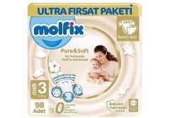Molfix Ultra Avantaj Pure Soft Cırlı Bebek Bezi 3 midi 98 adet