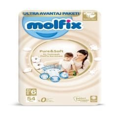 Molfix Ultra Avantaj Pure Soft Cırtlı Bebek Bezi 6 extra large 54 adet