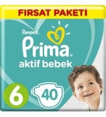 Prima Aktif Bebek Fırsat Paketi Cırtlı Bebek Bezi 6 (XL) Beden-40 Adet