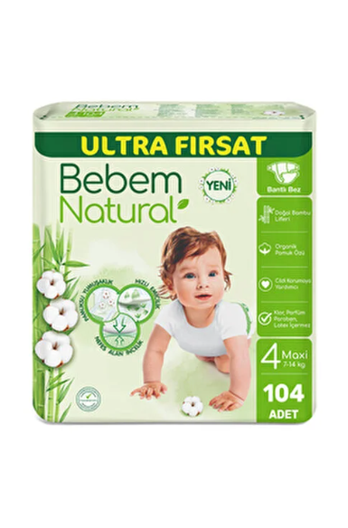 Bebem Ultra Fırsat Paketi Cırtlı Bebek Paketi 4 (Maxi) Beden-104 Adet