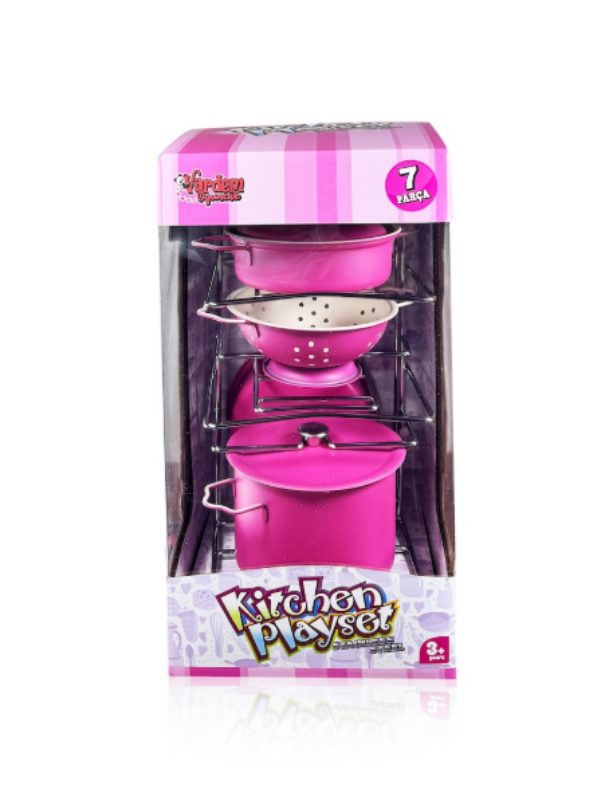 8694359094678 7 PARCA CELIK RAFLI PEMBE EMAYE TENCERE TAVA SETI