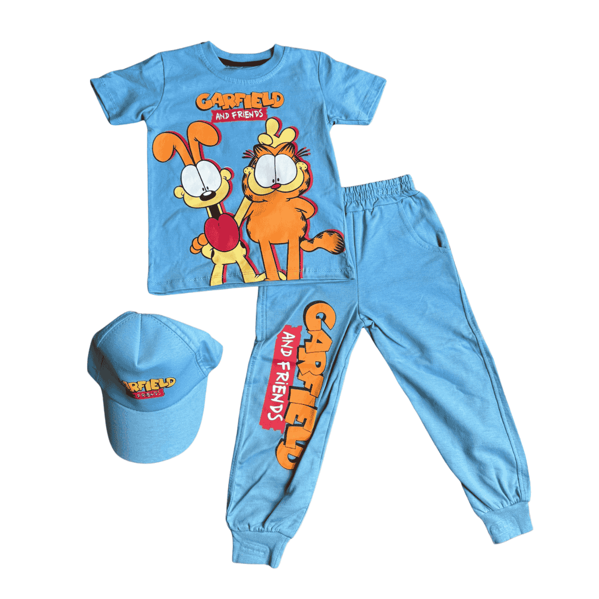 Üst Kısa Kollu Garfield Temalı Süprem Şapkalı Kombin Takım 425402