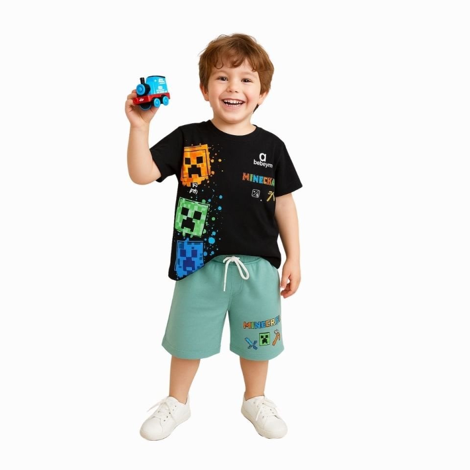 Jeliboom Minecraft Temalı Şortlu Takım