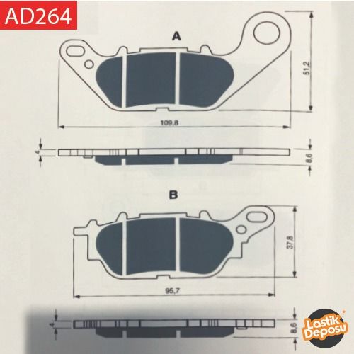 YAMAHA D'elight 115 Ön Fren Balatası Goldfren AD-264