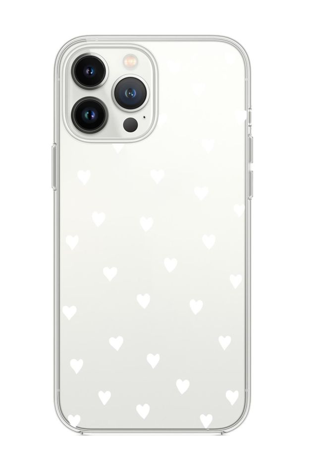 iPhone 13 Pro Max Uyumlu Beyaz Kalpler Premium Şeffaf Silikon Kılıf
