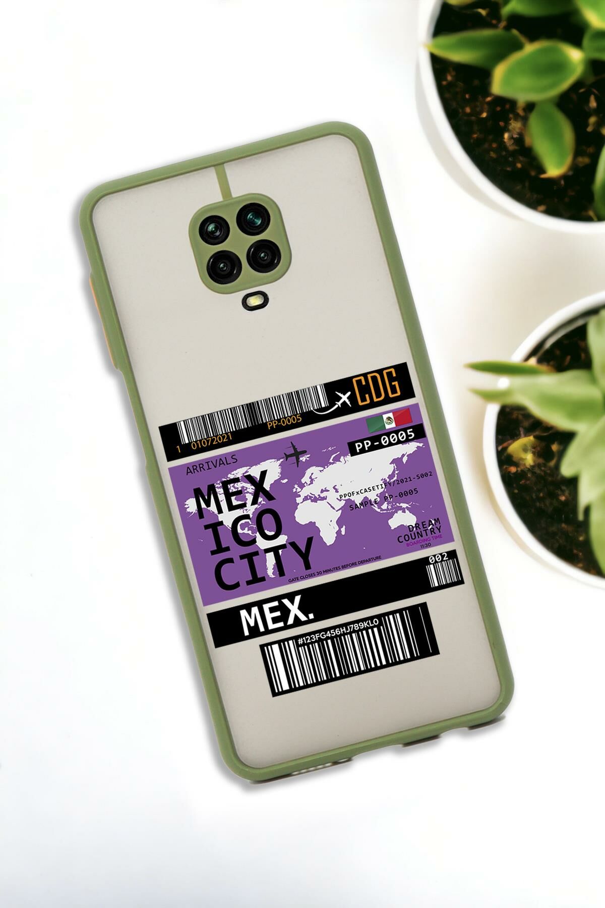 Xiaomi Redmi Note 9 Pro Uyumlu Mexico Ticket Desenli Buzlu Şeffaf Lüx Telefon Kılıfı